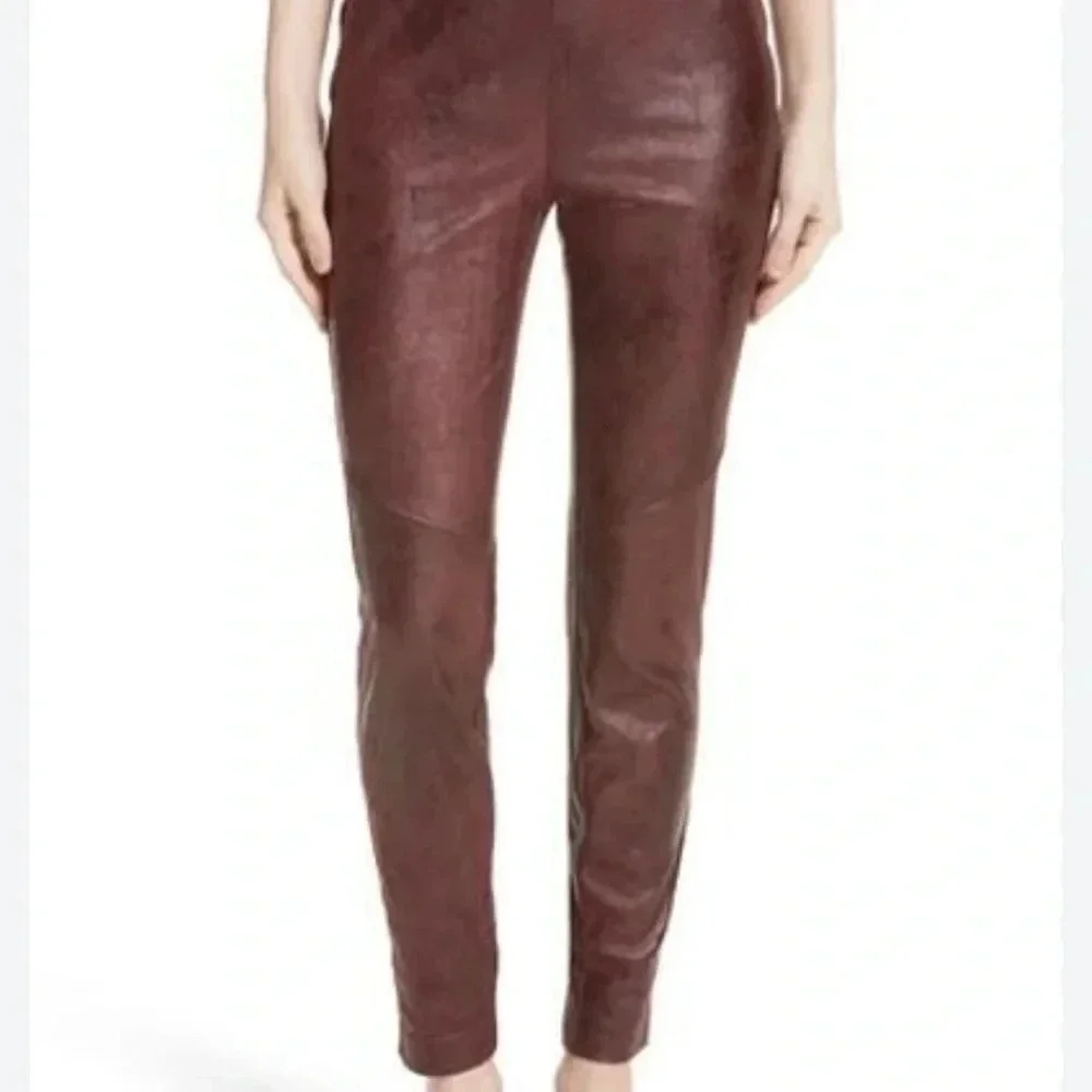 Free People Size 27 Wine Faux Leather Leggings
